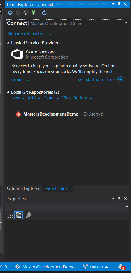 Connect a Repo to Visual Studio