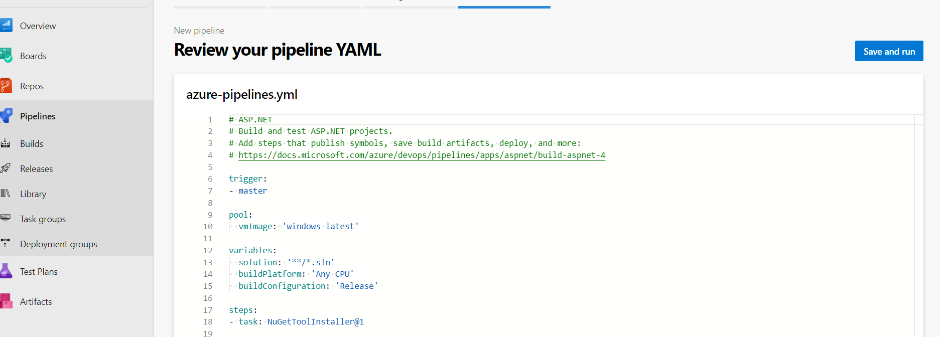 Review YAML Azure DevOps pipelines